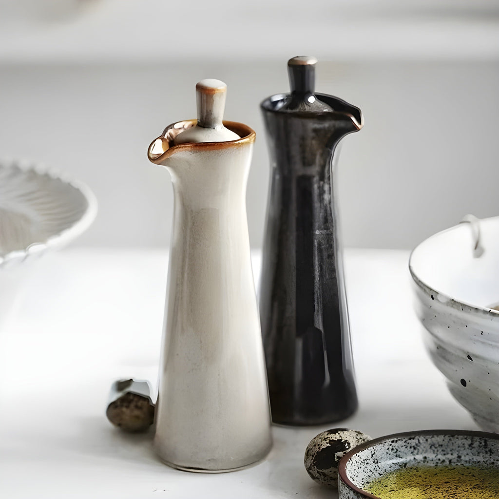 Bottiglia per olio e spezie in ceramica – Elegante e preserva gli aromi | Perfetta per cucina e tavolo da pranzo