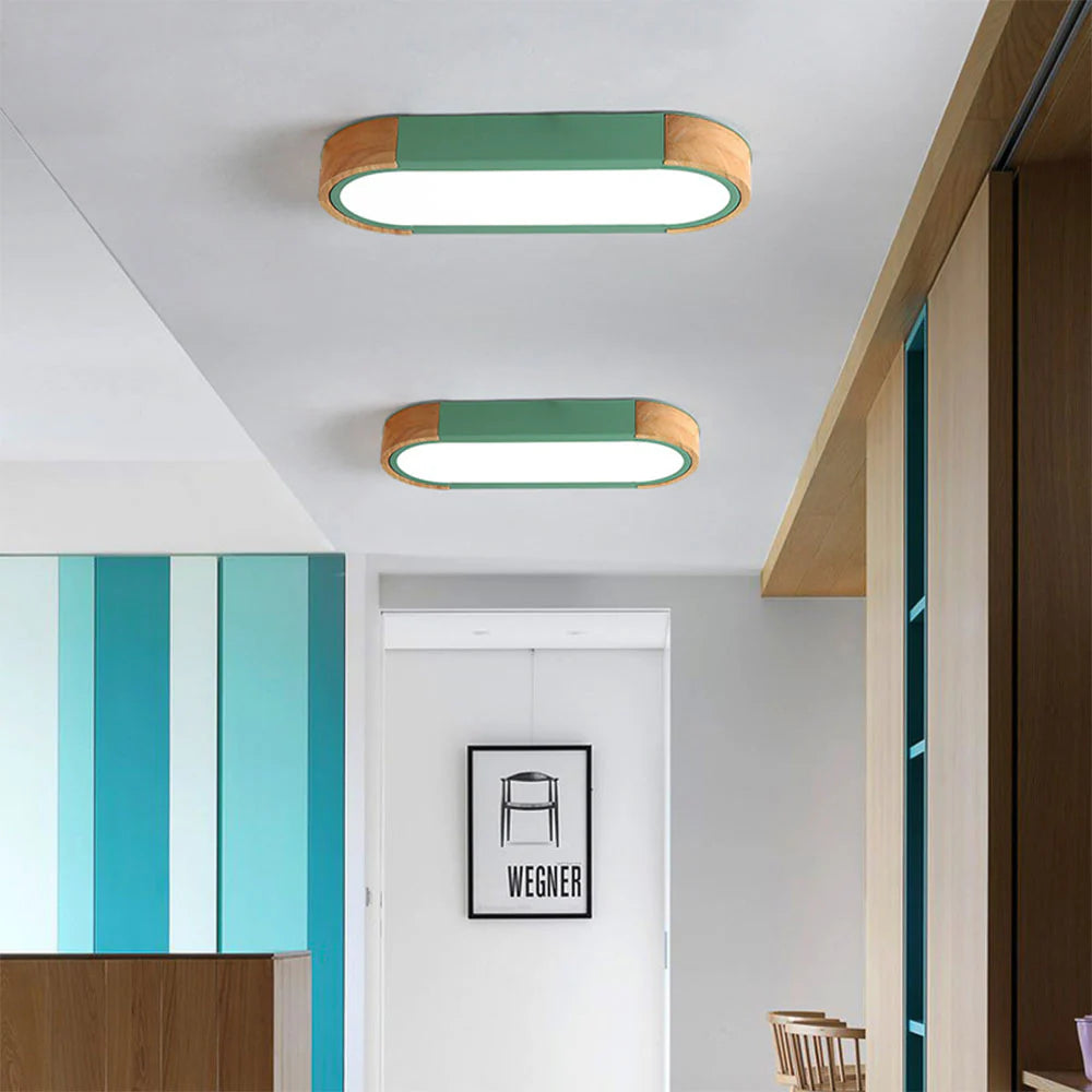 Lampada da soffitto metallica moderna a forma ovale allungata