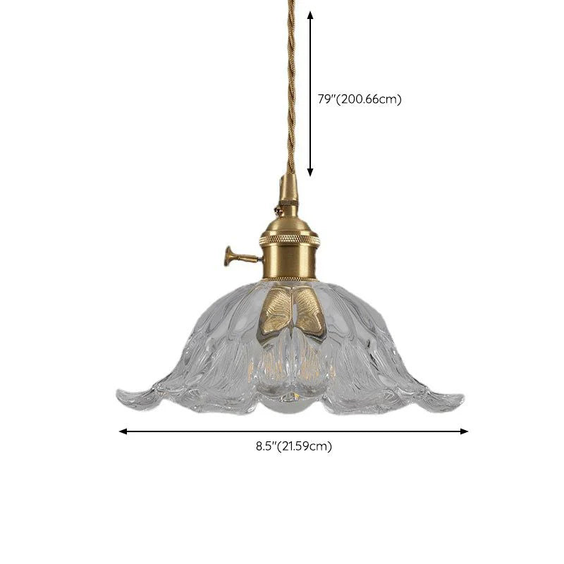 Lampada a Sospensione in Vetro e Ottone Ambra Nordico