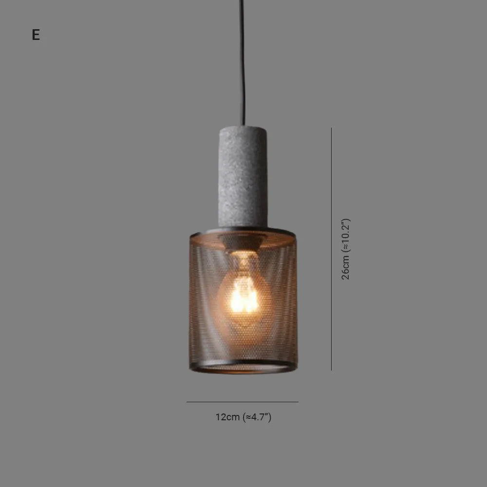 Xenith Lampada a Sospensione Industriale Cilindrica, Cemento/Metallo