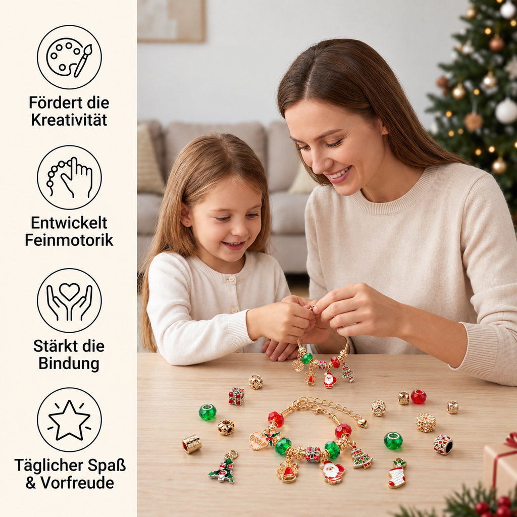 Calendario dell'Avvento con braccialetto di Natale da 24 giorni – Set di gioielli fai da te per ragazze