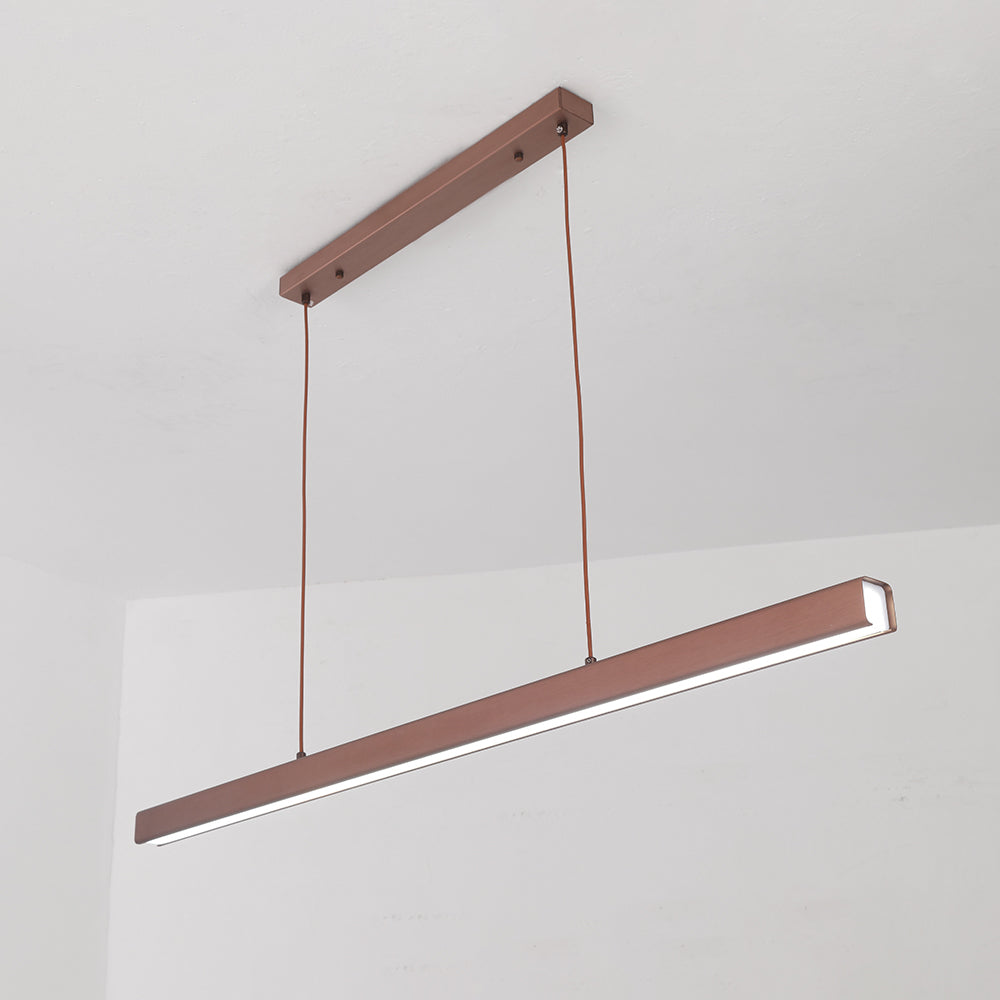 Lampada a sospensione LED in metallo lineare moderno Thala Nera/Marrone