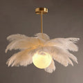 Lampadario Elegante Contemporaneo in Piume O'Moore, Bianco