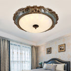 Lampada da soffitto Tiffany a montaggio a filo, Ottone/Resina