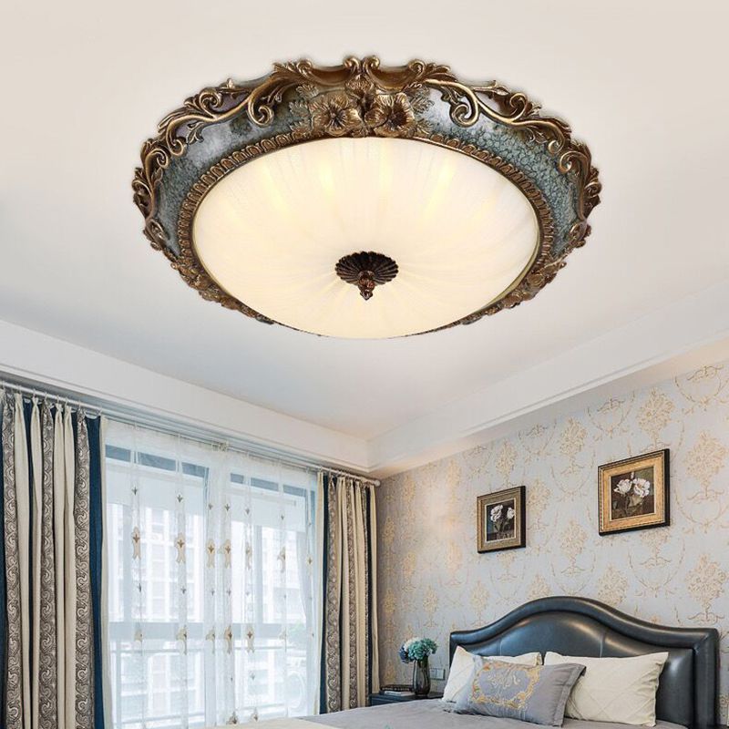 Lampada da soffitto Tiffany a montaggio a filo, Ottone/Resina