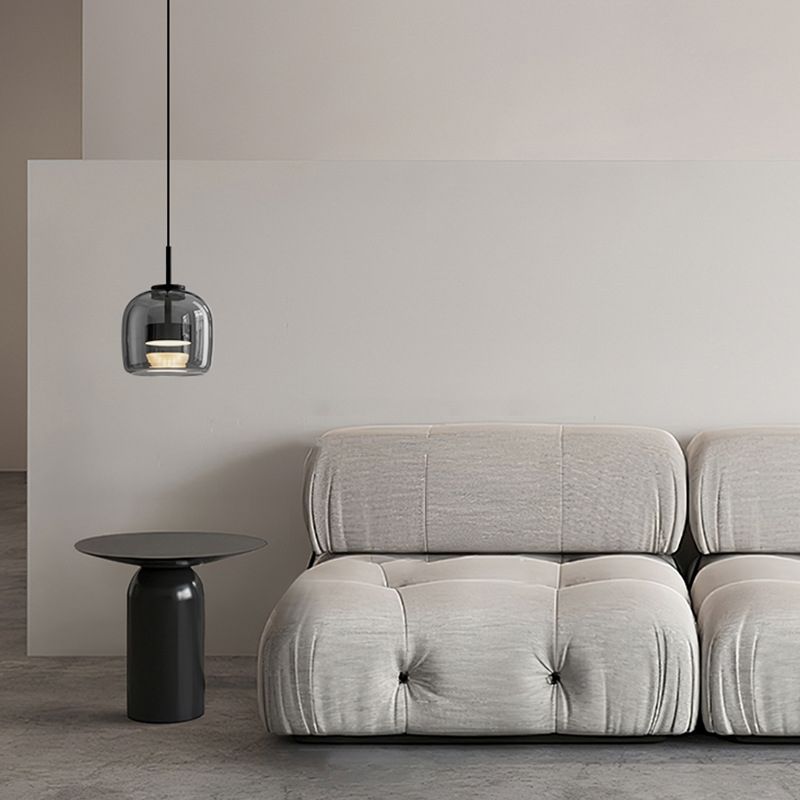 Lampada a Sospensione Minimalista di Giugno in Vetro Grigio Fumo