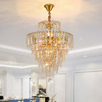Kristy Luxury 5 Layers Tassel Crystal Gold Chandelier