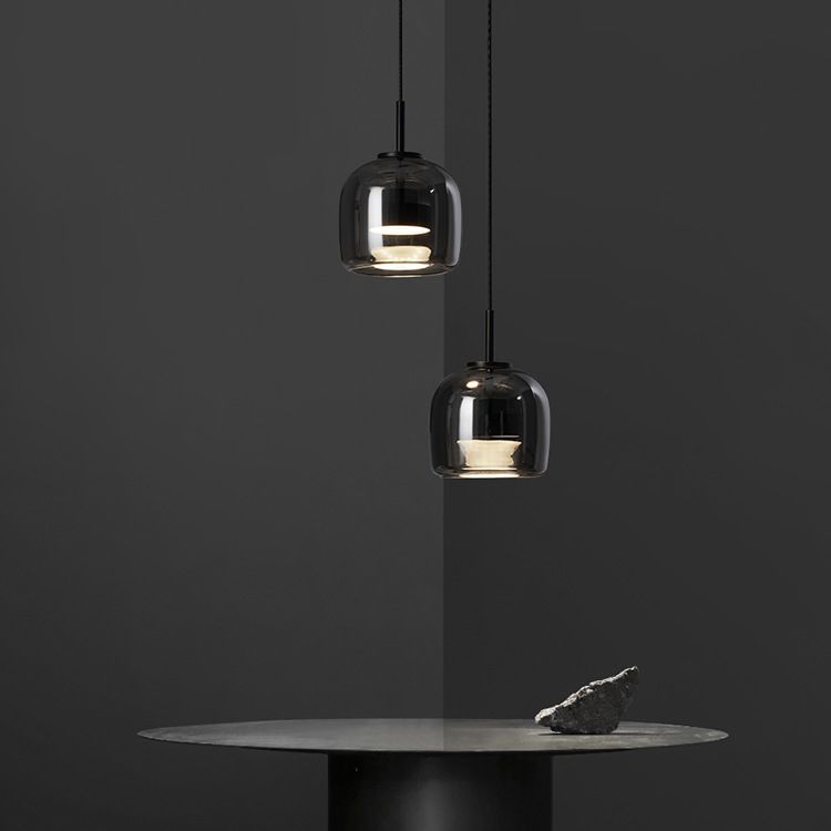 Lampada a Sospensione Minimalista di Giugno in Vetro Grigio Fumo
