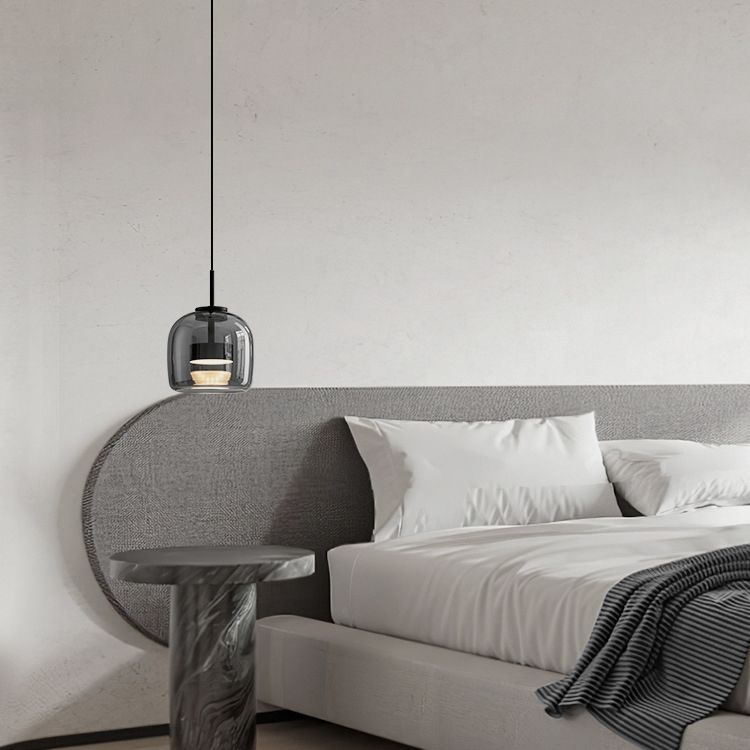 Lampada a Sospensione Minimalista di Giugno in Vetro Grigio Fumo