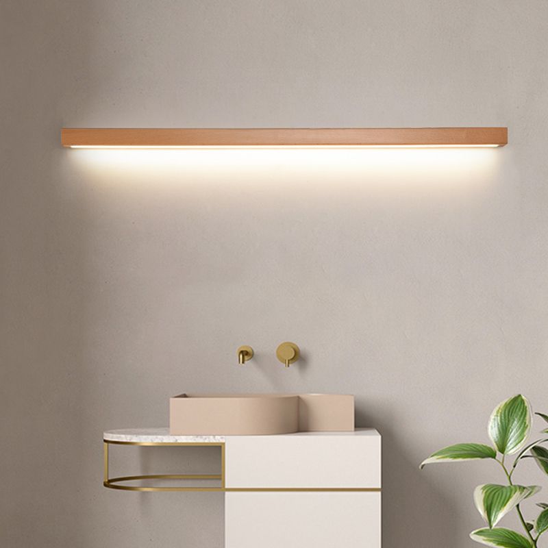 Lampada da Parete Muto Linear con Specchio e Fronte in Legno