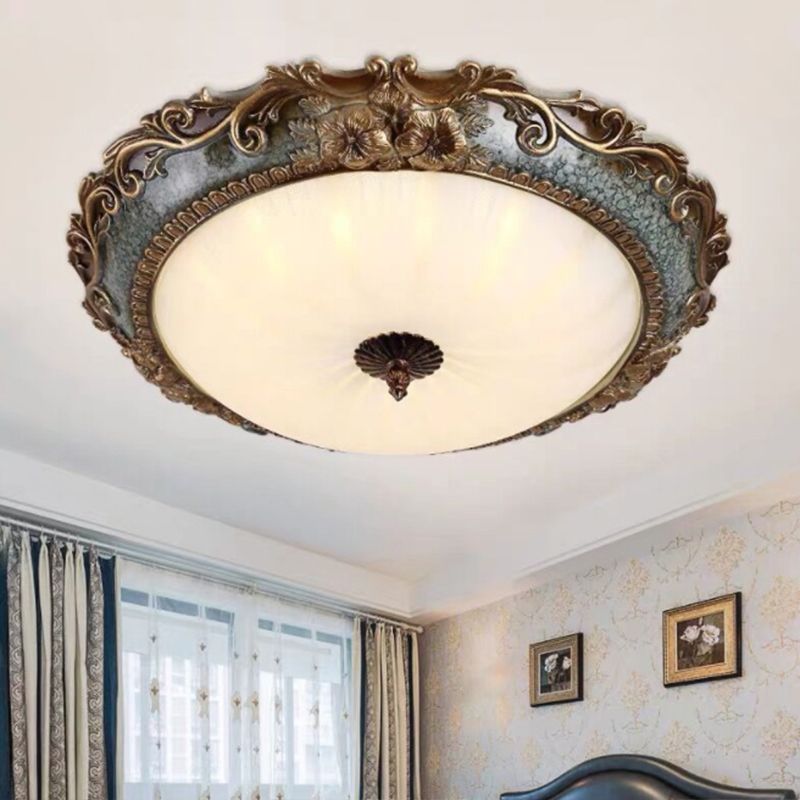 Lampada da soffitto Tiffany a montaggio a filo, Ottone/Resina