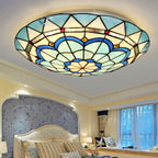 Lampada da soffitto Tiffany Flush Mount in vetro colorato, camera da letto