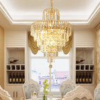 Kristy Luxury 5 Layers Tassel Crystal Gold Chandelier