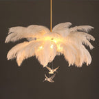Lampadario Elegante Contemporaneo in Piume O'Moore, Bianco