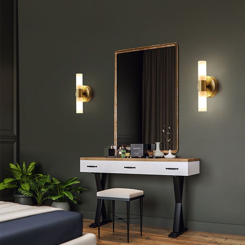 Lampada da Parete Led Moderna Cilindrica in Metallo Arisha, Oro