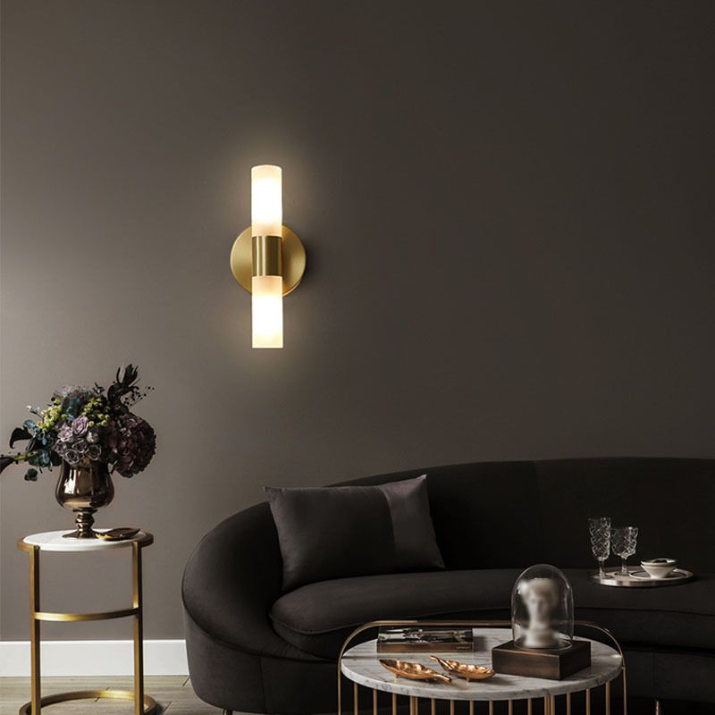 Lampada da Parete Led Moderna Cilindrica in Metallo Arisha, Oro