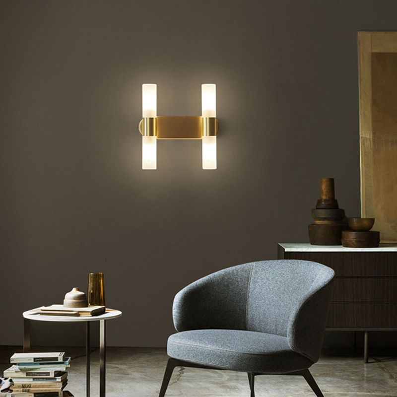 Lampada da Parete Led Moderna Cilindrica in Metallo Arisha, Oro