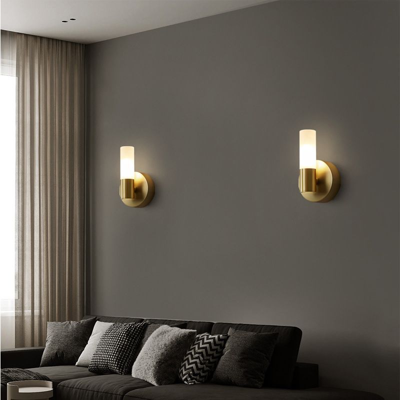 Lampada da Parete Led Moderna Cilindrica in Metallo Arisha, Oro