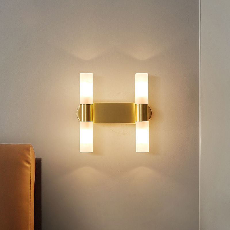 Lampada da Parete Led Moderna Cilindrica in Metallo Arisha, Oro