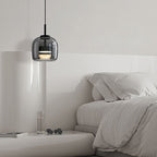 Lampada a Sospensione Minimalista di Giugno in Vetro Grigio Fumo