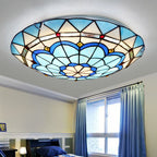 Lampada da soffitto Tiffany Flush Mount in vetro colorato, camera da letto