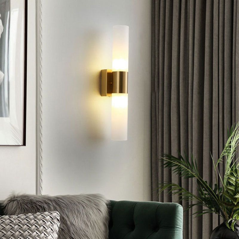 Lampada da parete moderna in metallo e vetro a doppia testa Arisha, Nero/Oro