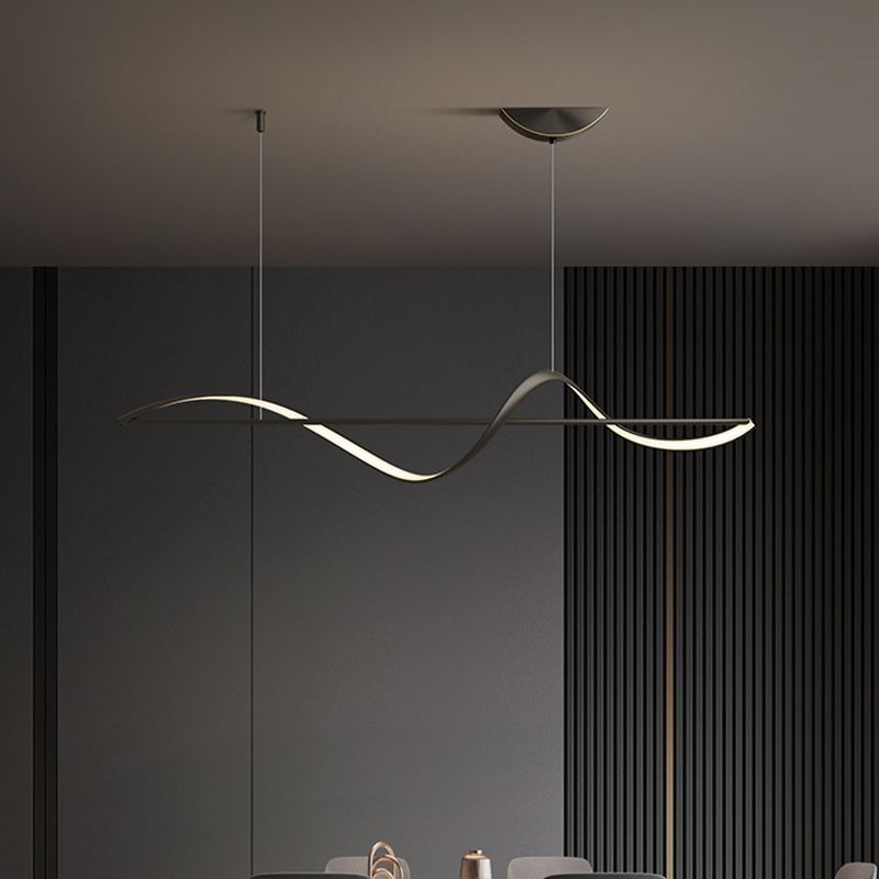 Lampada a Sospensione Zelin Wave Designer Minimalista, Metallo, Ottone/Nero