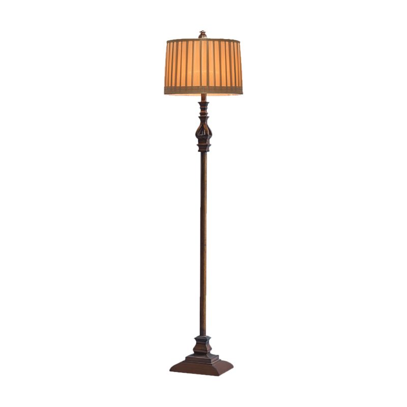 Lampada da Terra Eryn Vintage in Resina/Tessuto, Marrone