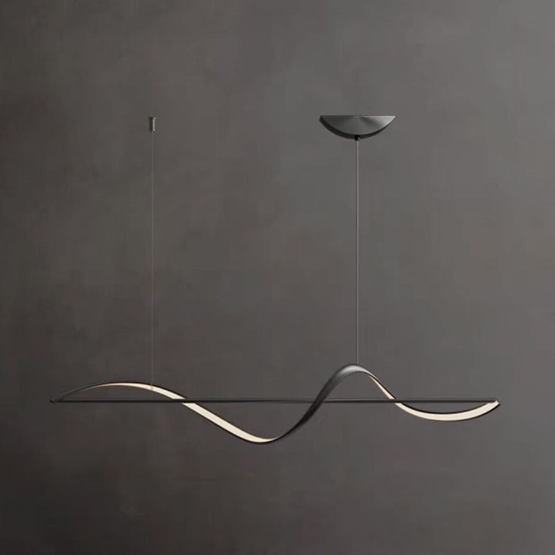 Lampada a Sospensione Zelin Wave Designer Minimalista, Metallo, Ottone/Nero