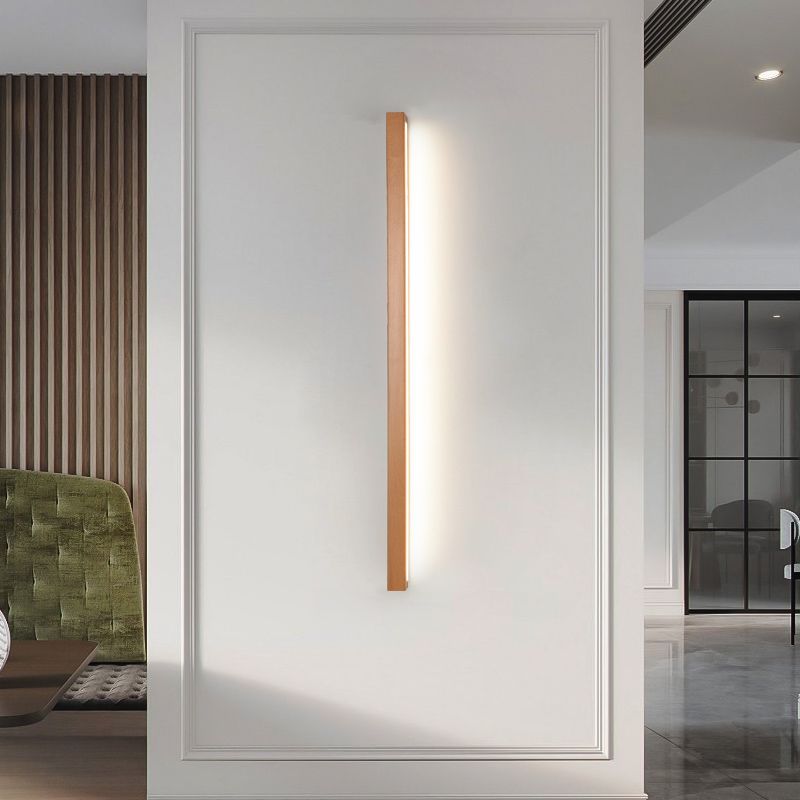 Lampada da Parete Muto Linear con Specchio e Fronte in Legno