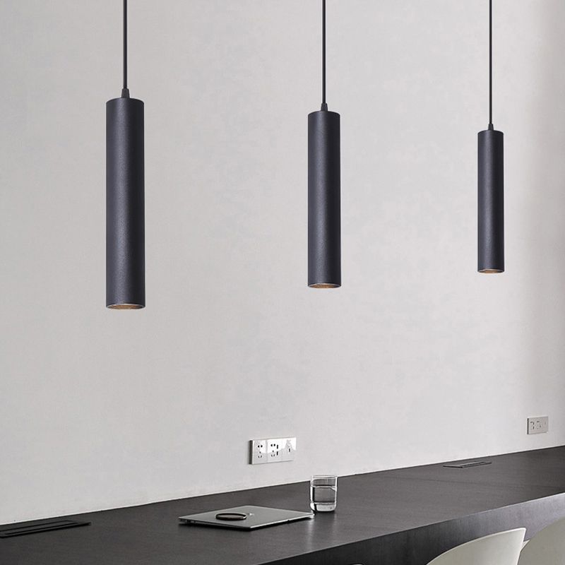 Yore Moderno Lampadario a Forma Cilindrica in Metallo Nero