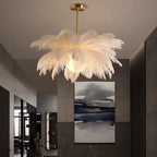 Lampadario Elegante Contemporaneo in Piume O'Moore, Bianco