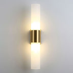 Lampada da parete moderna in metallo e vetro a doppia testa Arisha, Nero/Oro