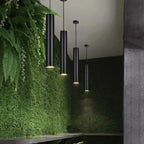 Yore Moderno Lampadario a Forma Cilindrica in Metallo Nero