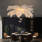 Lampadario Elegante Contemporaneo in Piume O'Moore, Bianco