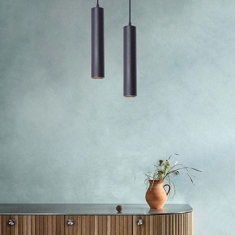 Yore Moderno Lampadario a Forma Cilindrica in Metallo Nero