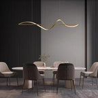 Lampada a Sospensione Zelin Wave Designer Minimalista, Metallo, Ottone/Nero