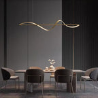 Lampada a Sospensione Zelin Wave Designer Minimalista, Metallo, Ottone/Nero