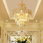 Kristy Luxury 5 Layers Tassel Crystal Gold Chandelier