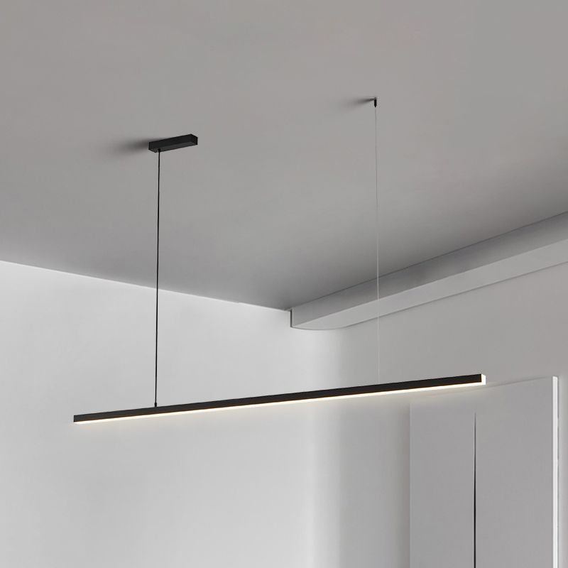 Arisha Minimalista Linear Metal Pendant Light, Bianco/Nero