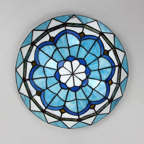 Lampada da soffitto Tiffany Flush Mount in vetro colorato, camera da letto