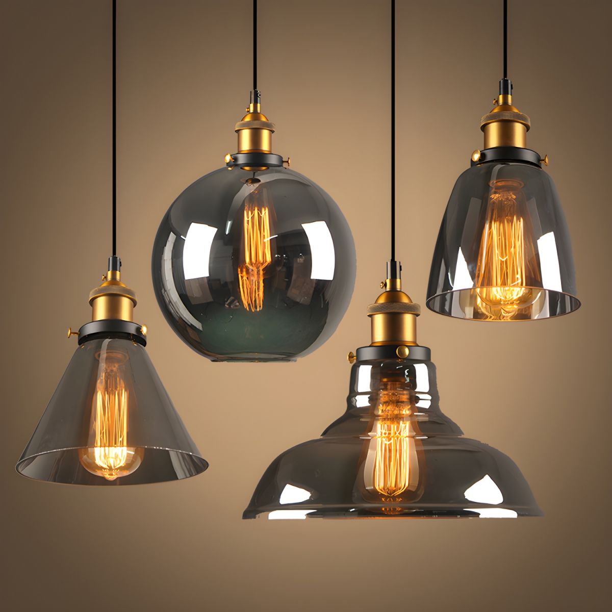 UrbanVibe Light - Lampada a sospensione in vetro vintage americano