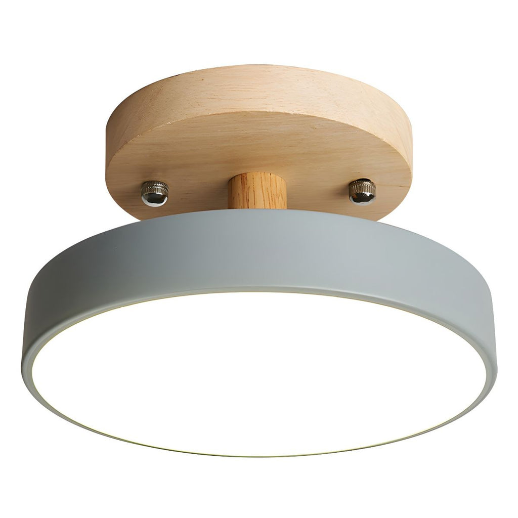 Glarefusion Rotondo Semi Flush Lampada da Soffitto in Legno
