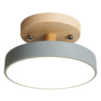 Glarefusion Rotondo Semi Flush Lampada da Soffitto in Legno