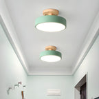 Glarefusion Rotondo Semi Flush Lampada da Soffitto in Legno