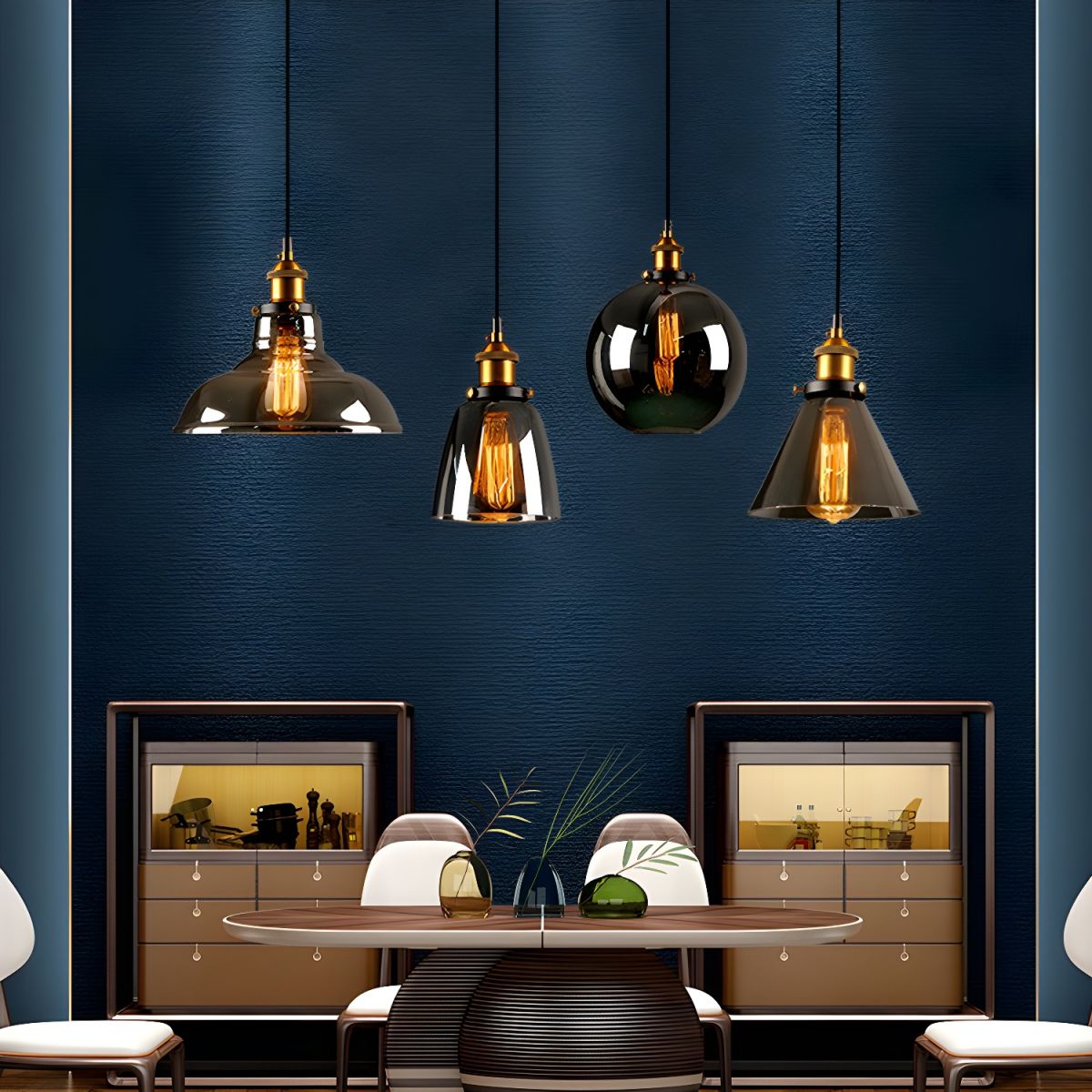 UrbanVibe Light - Lampada a sospensione in vetro vintage americano