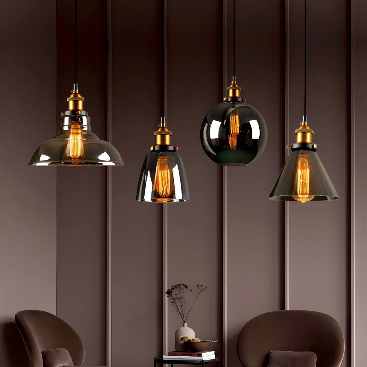 UrbanVibe Light - Lampada a sospensione in vetro vintage americano