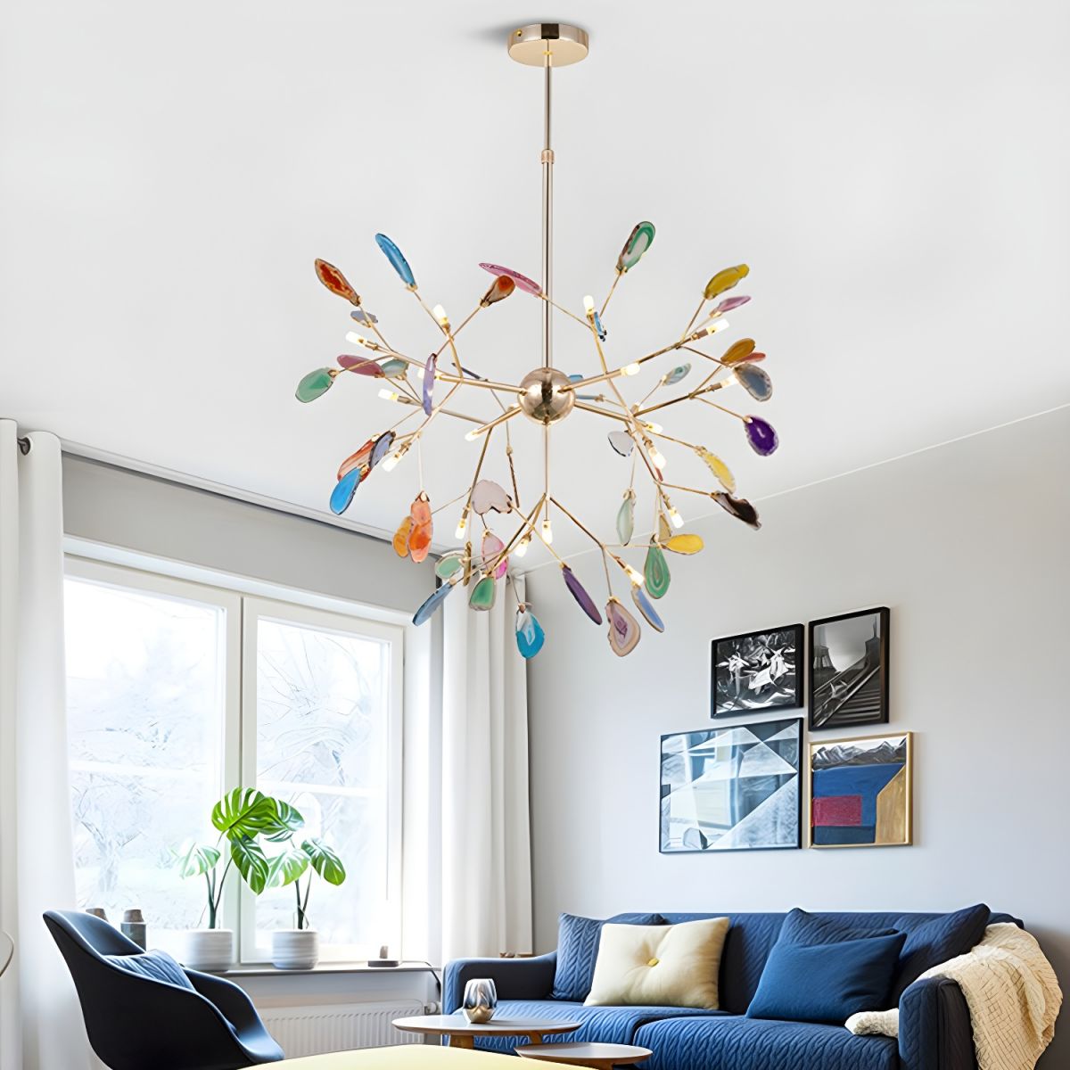 Lampada a Sospensione in Agata con Ramo Elegante Nordic