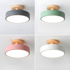 Glarefusion Rotondo Semi Flush Lampada da Soffitto in Legno