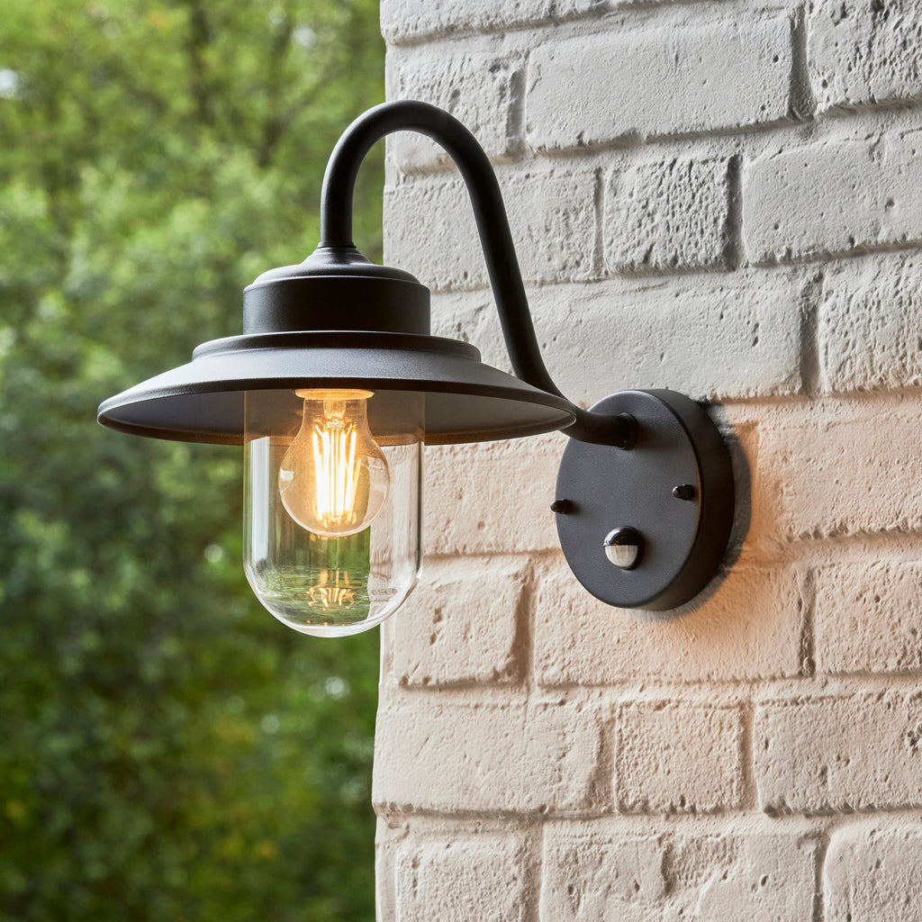 Lampada da Parete Esterna Thornton PIR Nera - IP44